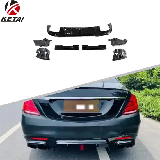 Wholesale BRS Style Car Rear Bumper Diffuser with Tips for BENZ W222 AMG 2018-2022