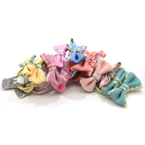 Handmade Fabric Bows Hair Tie Ponytail Holder Boutique Hair Bows Elastic Hair Ties Bands Pigtail Holders For Baby Girls