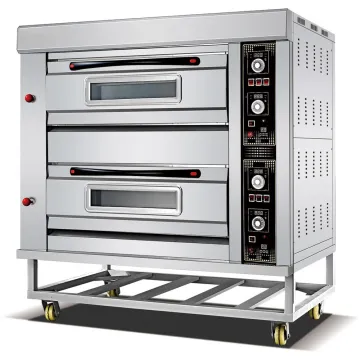 Stainless Steel Baking Oven Professional Free Standing 2 Deck 6 Tray Baking Cooker Deck Oven