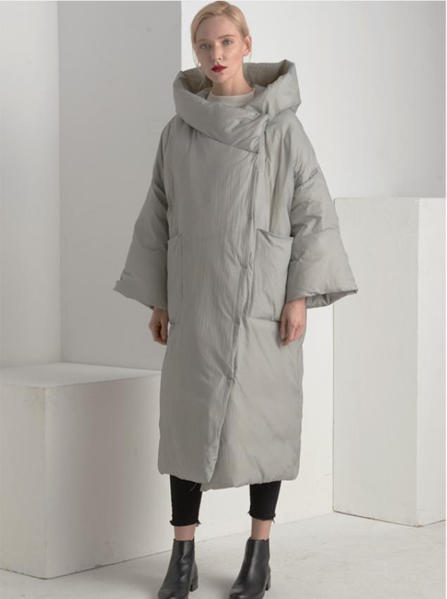 XS-7XL Plus size Winter over the knee longer fluffy duck down coat female oversized hooded thicker warm down coats wq124