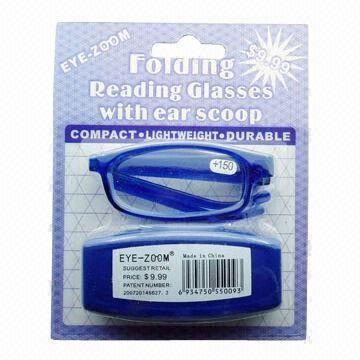 Plastic Folding Reading Glasses with Case and Blister Pack