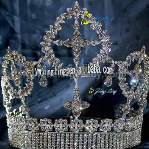 Large full round pageant prize crown tiara FCR-12220