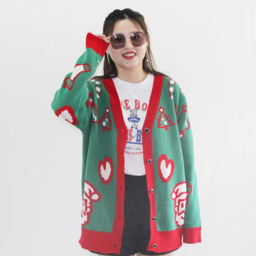 Breathable Acrylic Knitted Jumper Cardigans for Plus Size Women