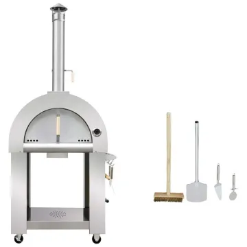 HPO01S Stainless Steel Pizza Oven 4 Casters Mobile Pizza Grill Outdoor Pizza Wood Fire