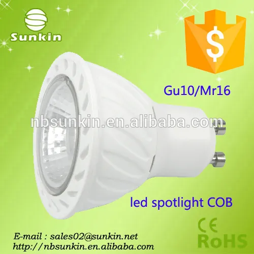High lumen COB led spot light gu10 mr16 450lm wram white with CE RoHS certificate