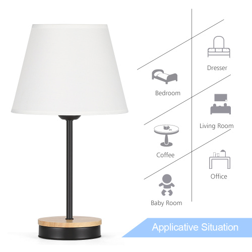 Nightstand Desk Lamps with White Fabric Lampshade