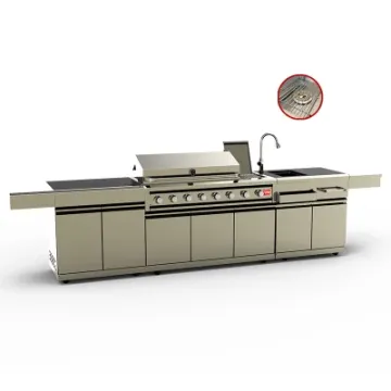 Wholesale Price Luxury Kitchen Cabinet Indoor BBQ Grill with Wine Fridge