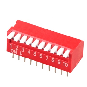 Piano Type SMT DIP Switch 2.54mm Pitch, Available in Blue and Red, 2 to 12 Positions