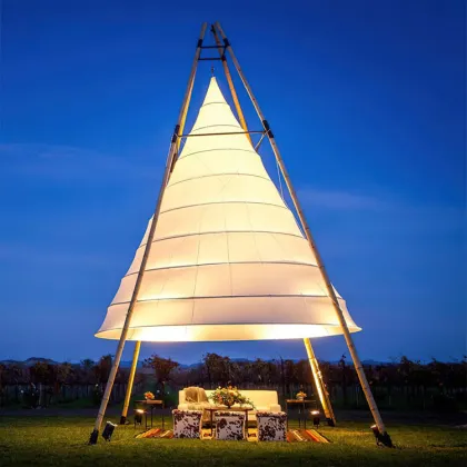 Influencer Tent with Lights: Outdoor Campsite Lantern Tent & Pyramid Tent
