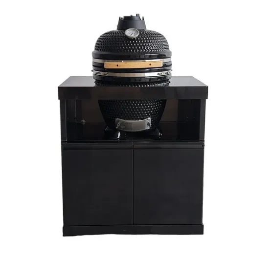 18" 304 Stainless Steel Kamado Ceramic Smoker Grill with Charcoal Patio Cabinet BBQ Egg Design