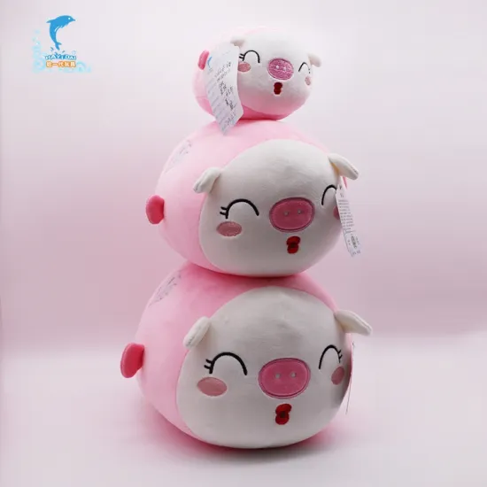 American market wholesale cuddly small stuffed animals round pink plush pig toy