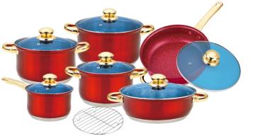 Red non stick pot stainless steel Cooking Set