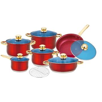 Red non stick pot stainless steel Cooking Set
