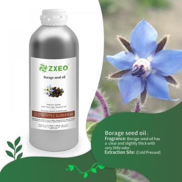 Borage seed oil rich in gamma-linolenic acid (GLA), an essential fatty acid that supports healthy skin and hair