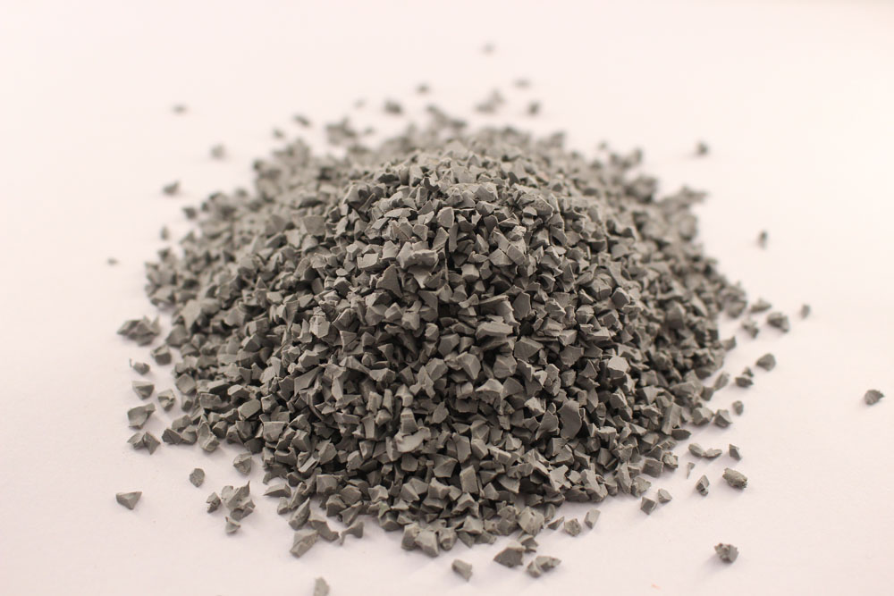 Grey rubber granules