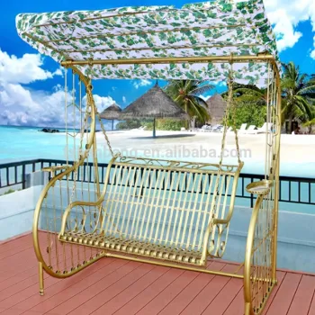 Adults and Kids Outdoor Metal Swing Bench Set for Patio and Garden
