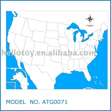 Montessori Toys - NEW USA Control Map - Unlabeled(ATG0071)