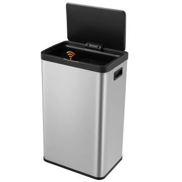 40L Stainless Steel Smart Trash Can with Motion Sensor - Touch-Free Kitchen Bin for Living Room & Bedroom