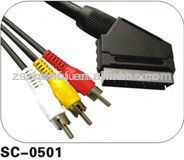 Scart cable with 3RCA plug with moulding type