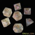 Bescon Shimmery Dice Set Rose-Golden, набор из 7 кубиков для РПГ в упаковке Brick Box