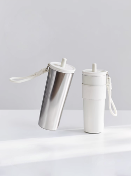 Stainless Steel Tumbler with Detachable Straw and Strap