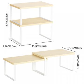 4 pacotes de madeira empilhável Kicthen Storage Shelf