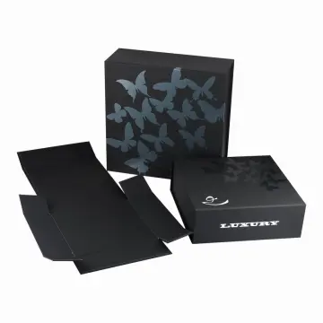Rigid Black Paper Boxes with spot UV