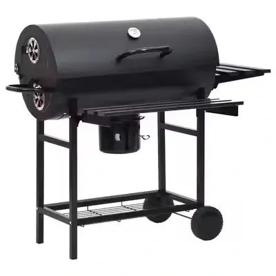 Outdoor Large Garden Barbeque Trolley Charcoal Barbecue Barrel BBQ Grill