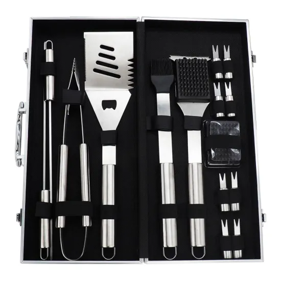 16PCS Stainless Steel BBQ Grill Accessories Set - Grilling Tools Kit with Spatula and Tongs