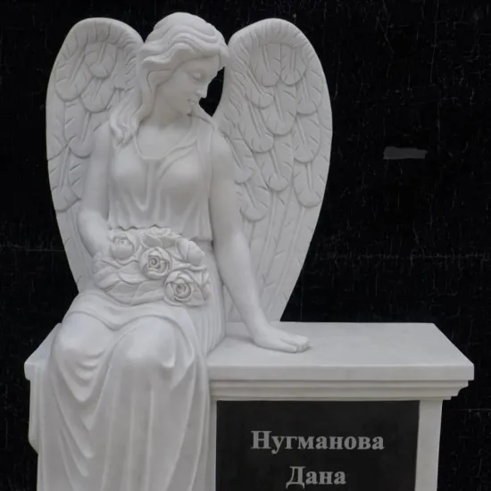 JK Factory Luxury Granite Marble Tombstone Decorations Sitting Little Angel Headstones for Babies