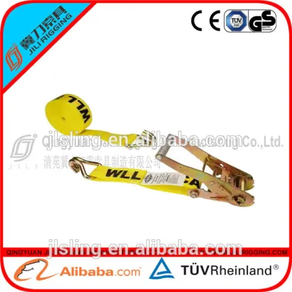 ratchet lashing strap with Double J hook rigging safty belt