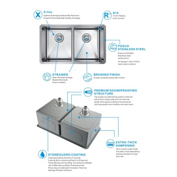 Sink STEINT 32inch Undermount Katnount Kitchen Siink Sick Bowl