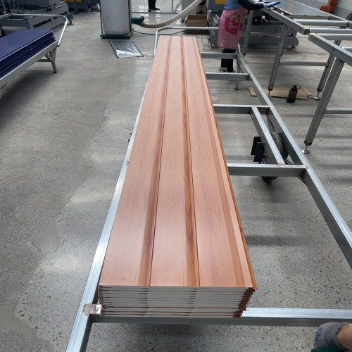 Orange Wood Grain Grooved Metal Carved Panel