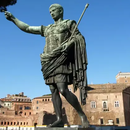 Casting Bronze: Ancient Roman Statue of Emperor Augustus for Sale