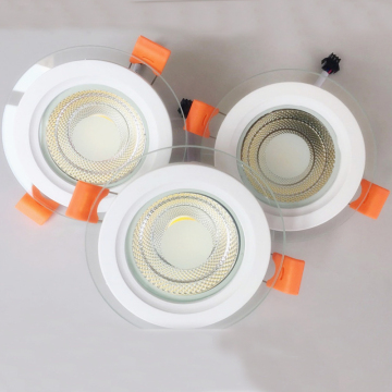 Modern Fashion Glass Cover Warm White Tri-Color Recessed LED COB Downlight for Hotels and Homes