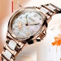 Orologi da polso meccanici di moda da donna di marca superiore Cinturino in acciaio inossidabile di ceramica di lusso stile coreano Orologio automatico pazzo reloj