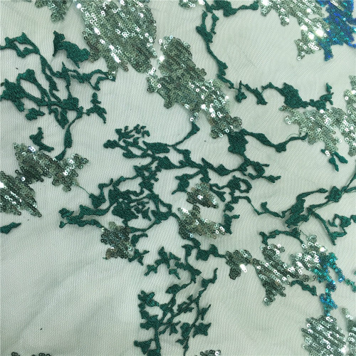 Single Scallop Multi Color Sequin Embroidery Fabric