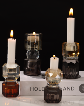 Mixed Color Crytal Candle Holder For Decoration