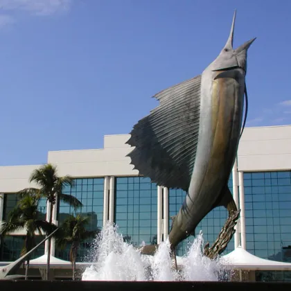 outdoor garden decoration sailfish metal water fountains sculpture