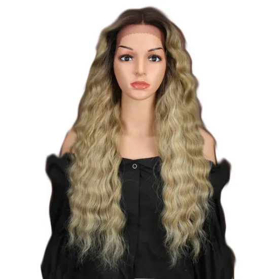 13X4 Synthetic Lace Front Wigs For Black Women 28"Inch Super Long Deep Natural Wave Ombre Blond Color Hair Fashion Wigs