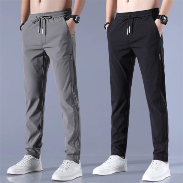 2024 pantaloni casual di seta di ghiaccio alla moda maschile per la primavera e l'autunno