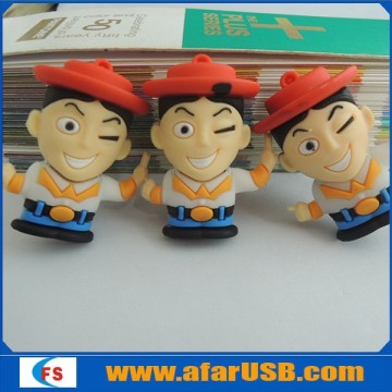 Cute human character PVC usb flash drive with high quality and factory price
