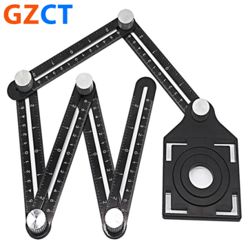 Metal Six Folding Tile Opener Perforated Aluminium Alloy Multi-angle Measuring Ruler