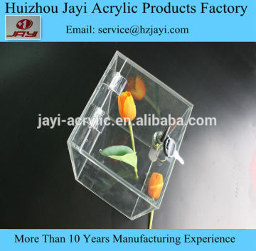 Clear acrylic display box with lock,cube acrylic lock box,acrylic box with lock