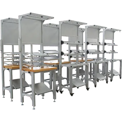 Industrial Workbench: Production Line Workstation with Japanese Cabinet Handles and Aluminium Frame