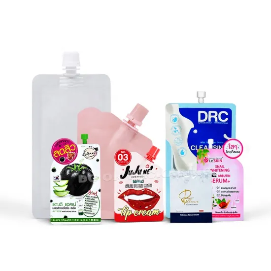 Custom Printed Plastic Aluminum Makeup Bag with Mascara and Lip Spout Packaging