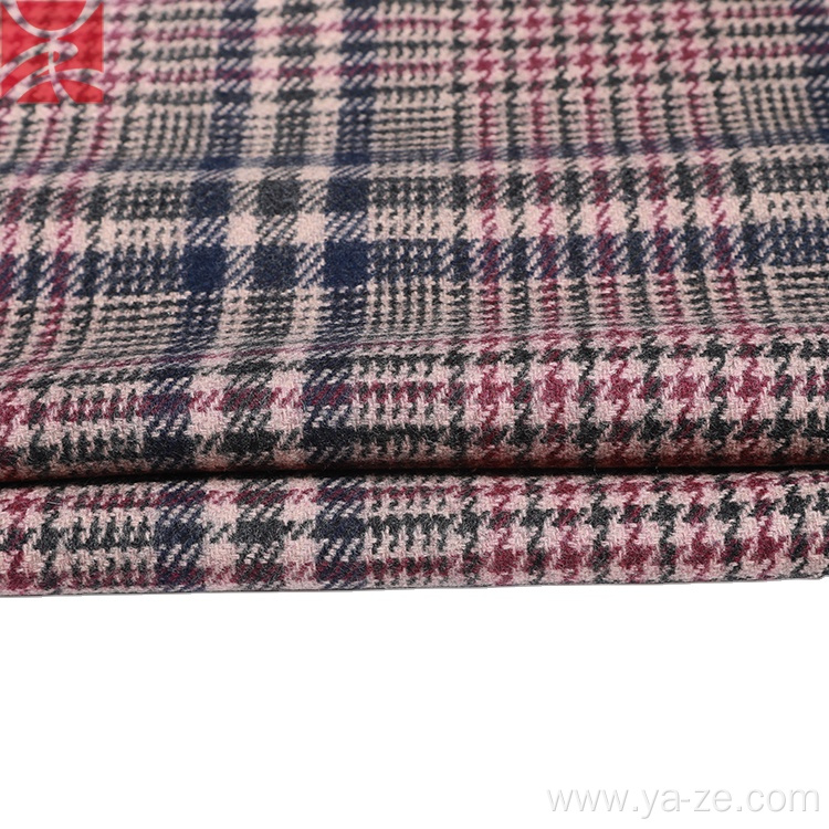 Wholesale tweed plaid check woven woolen fabric