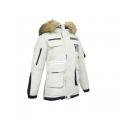 Ladies` long jacket with detachable fur collar