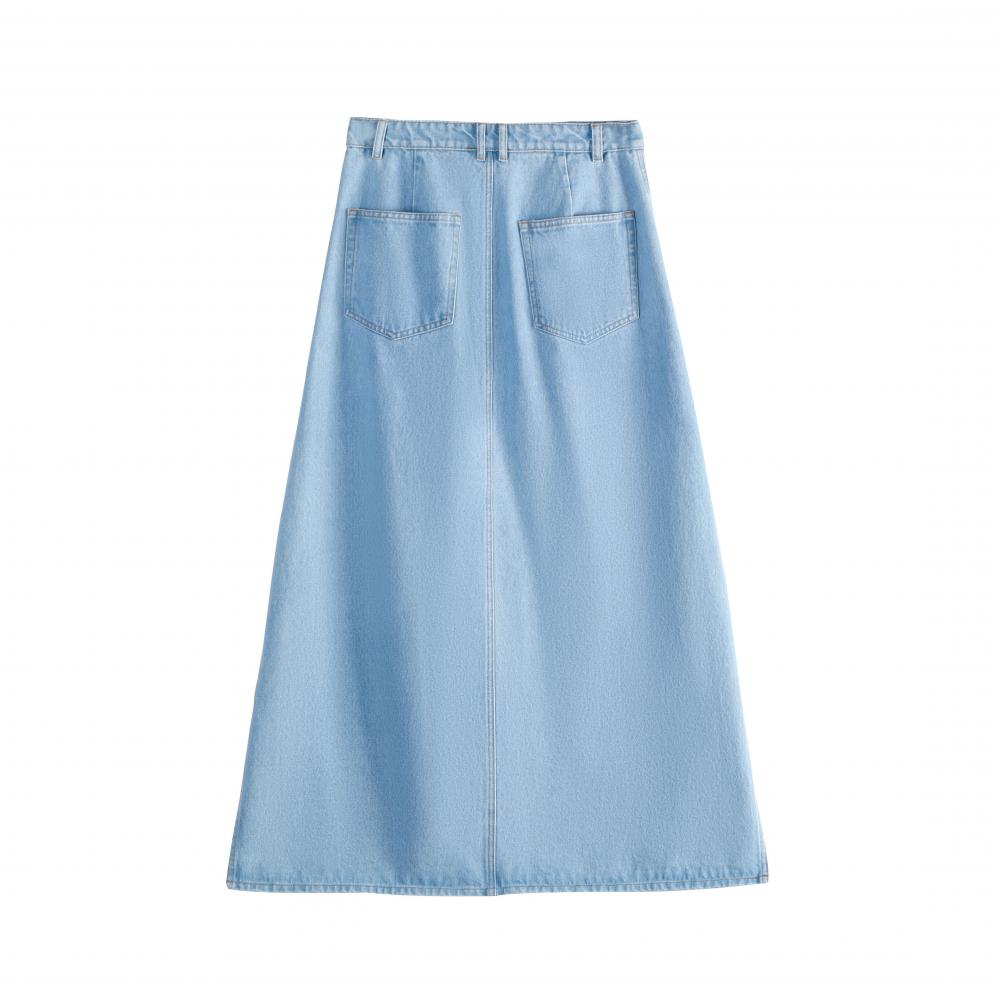 A-line Mid-length Denim Skirt