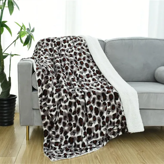 Factory custom Amazon new design leopard print blankets sherpa throw blanket for winter bed 120*150 CM